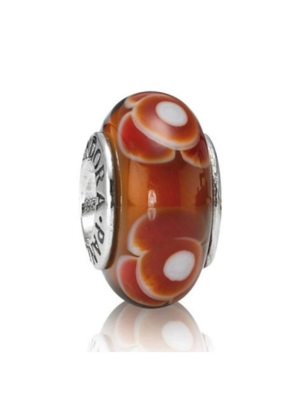 Pandora Retired Tangerine Flowers for You Murano Glass Bead - 790646